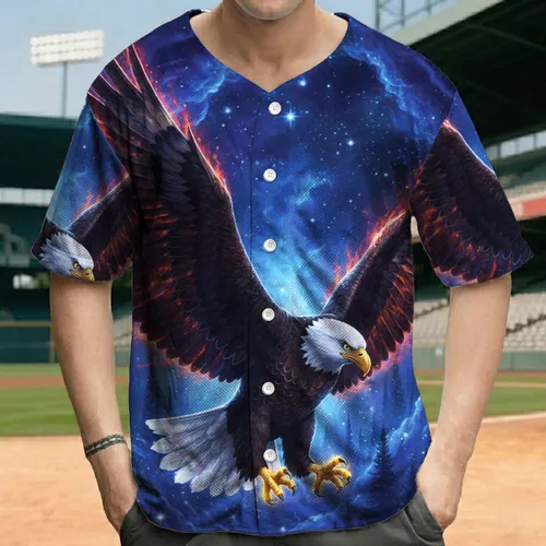 Bald Eagle Cosmic Flight Celestial Forest - Wildlife Lover Gift Baseball Jersey