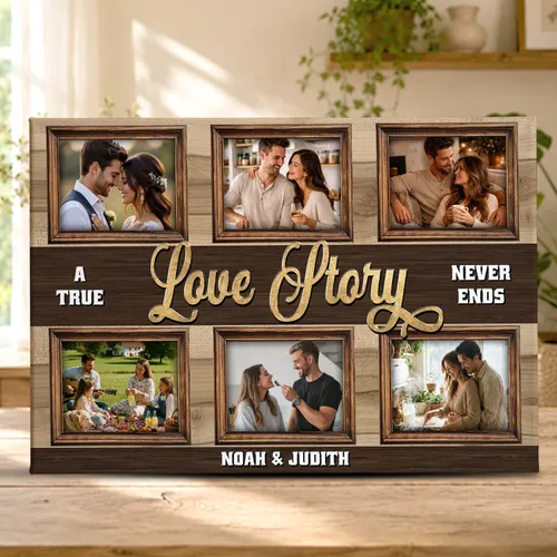 Personalized Couple Canvas Print, Custom Photo Anniversary Gift, Gift For Husband Wife, A True Love Story Wall Art