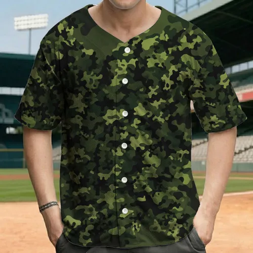 Organic Military Camouflage - Outdoor Lifestyle Everyday Wear Baseball Jersey