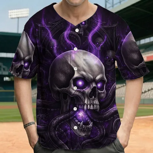 Menacing Skull Tentacles Gothic Frames - Dark Fantasy Fan Gift Baseball Jersey