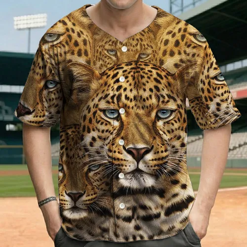 Two Realistic Leopards Family Blue Eyes Feline - Wildlife Lover Gift for Big Cat Admirers Baseball Jersey
