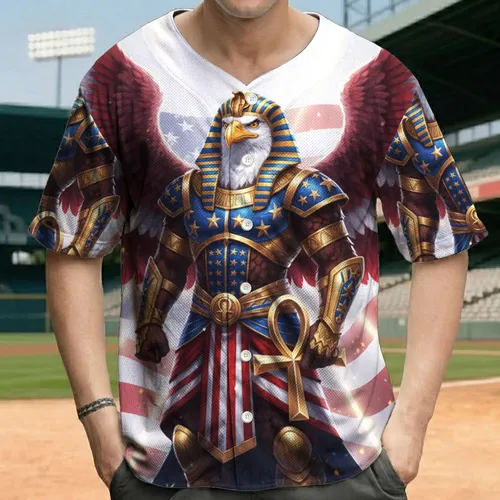 Star-Spangled Bald Eagle Pharaoh American Flag - Independence Day Gift for Veterans Baseball Jersey
