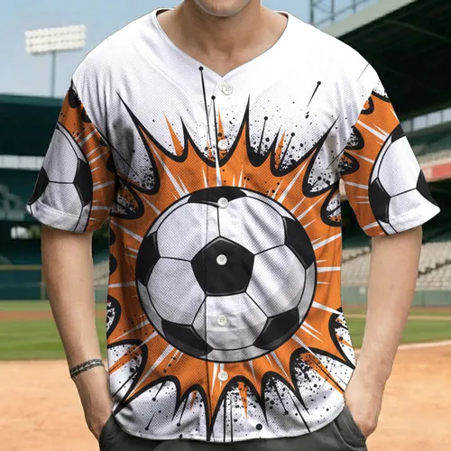 Sharp-Edged Bold Soccer Ball Explosion Burst - Game Day Sports Fan Gift for Soccer Players Baseball Jersey