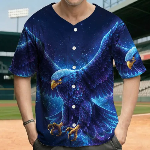 Powerful Majestic Glowing Neural Network Eagle Cosmic Void - Sci-Fi Enthusiast Gift Baseball Jersey