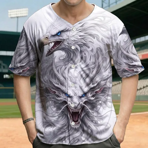 Mythical Eagle Dragon Creatures Electric Blue Eyes Swirling Fur - Fantasy Lover Gift Baseball Jersey