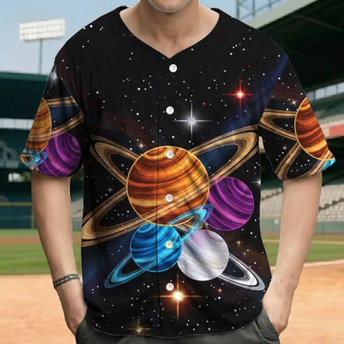 Planets Rings Starfield Nebula - Cosmic Explorer Gift for Astronomy Lover Baseball Jersey