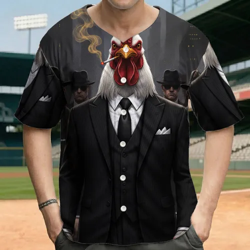 Rooster Headed Gangster Suited Entourage Urban City - Distinctive Style Gift Baseball Jersey