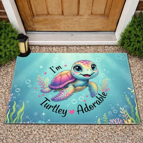 Sea Turtle Heart Water Splashes Underwater - Home Decor Gift for Ocean Lover Doormat