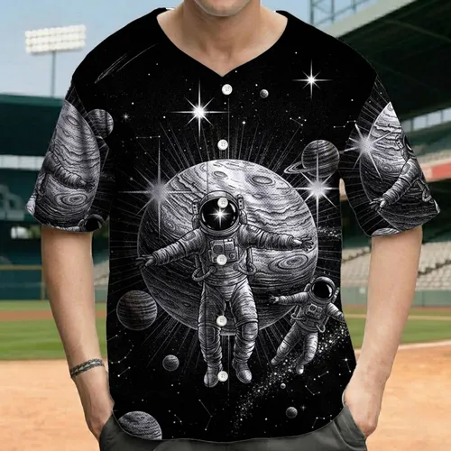 Astronauts Planets Stars Constellations - Space Lover Gift for Astronomy Fan Baseball Jersey