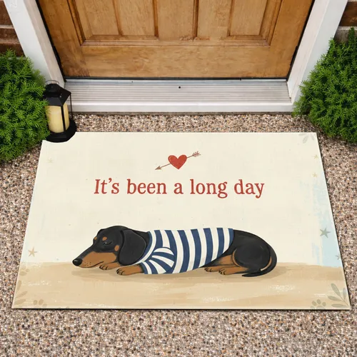 Dachshund Dog Blue Shirt Red Heart - Home Decor Gift for Dog Lover Doormat