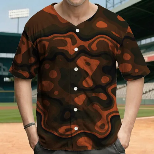Bold Fluid Dynamic Organic Camouflage Contours - Everyday Casual Lifestyle Gifting Baseball Jersey