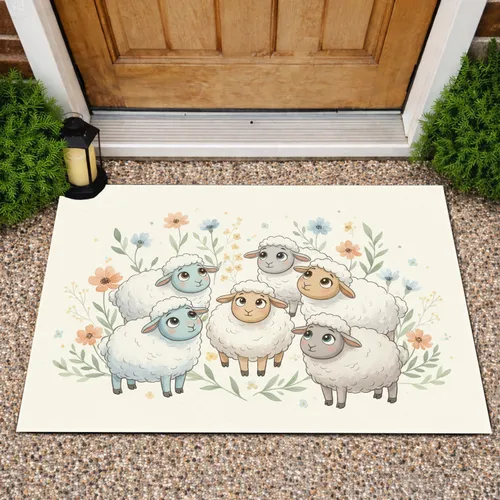 Group of Sheep Floral - Farmhouse Home Decor Gift for Sheep Lover Doormat
