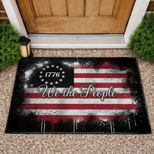Distressed American Flag We the People 1776 - Independence Day Gift for Veterans Doormat