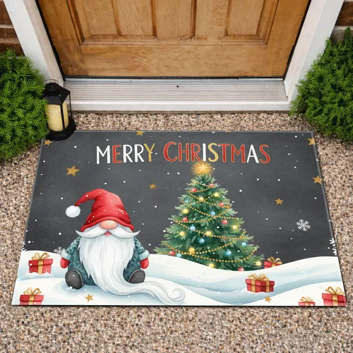 Christmas Gnome Tree MERRY CHRISTMAS - Christmas Home Decor Doormat