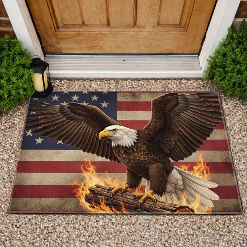 Bald Eagle American Flag - Independence Day Gift for Veterans Doormat