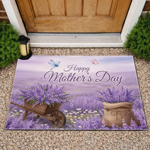 Happy Mother's Day Lavender Blooms Dragonfly Butterfly - Mother's Day Gift Doormat