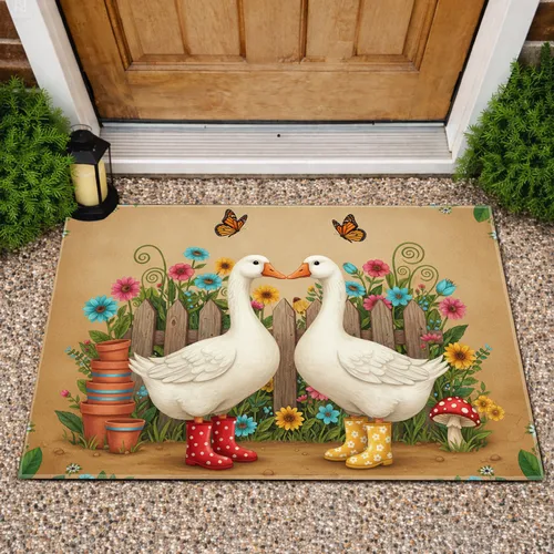 Geese Rain Boots Garden - Farmhouse Home Decor Gift for Garden Lover Doormat