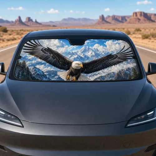 Bald Eagle Mountain Sky Patriotic Wildlife Decor For Road Trips And Outdoor Lovers Car Sunshade
