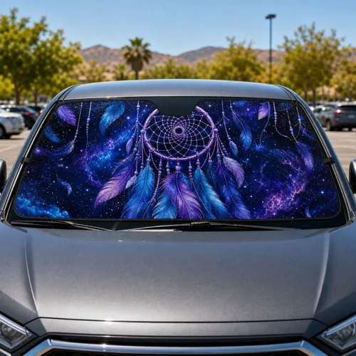Celestial Dreamcatcher Feathers Night Sky Boho Daily Travel Decor For Free Spirits Car Sunshade
