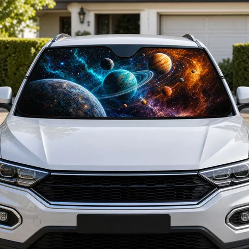 Fantasy Planetary System Nebula Space Scene For Sci Fi Road Trips And Stargazers Car Sunshade