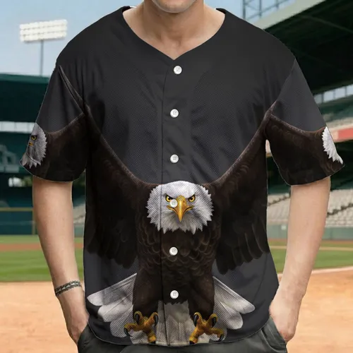 Bald Eagle White Head Spread Wings Yellow Eyes Talons - Wildlife Lover Gift Baseball Jersey