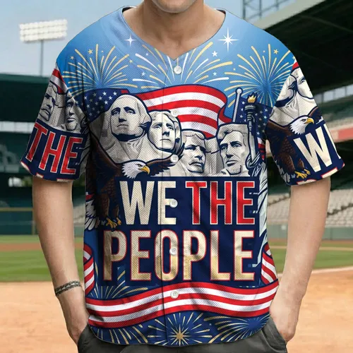 USA 250 Anniversary Eagle Statue of Liberty Mount Rushmore - Independence Day Gift Baseball Jersey