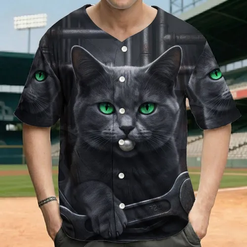 Grey Cat Wrench Industrial Pipes Machinery Textures - Lifestyle Gift For Cat Lover Baseball Jersey