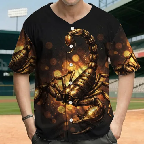 Deep Gold Antique Bronze Scorpion Powerful Claws Amber Glow Wildlife Lover Gift Baseball Jersey