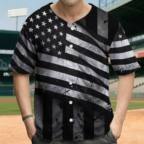 Distressed American Flag - Independence Day Celebration for Military Families & Veterans Baseball Jersey