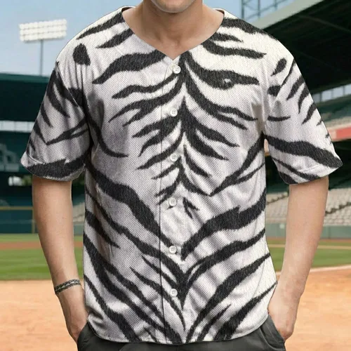 Black Tiger Stripes Creamy Fur Texture - Wildlife Lover Everyday Wear Gift Baseball Jersey