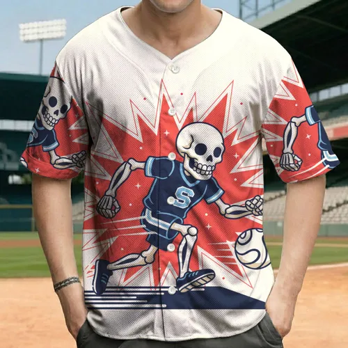 Skeleton Athletic Uniform Sports Ball Starburst Speed Lines - Sports Fan Gift for Sports Lovers Baseball Jersey