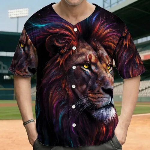 Majestic Lion Head Swirling Mane Glowing Streaks - Wildlife Lover Gift, Animal Fan Present Baseball Jersey