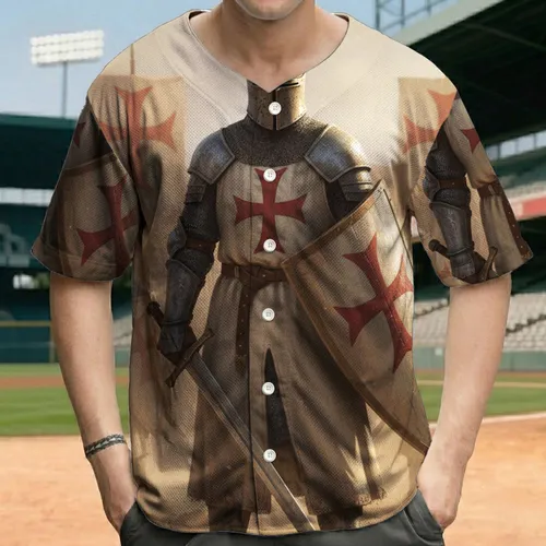 Crusader Knight Red Cross - Historical Art Collector Gift for History Lovers Baseball Jersey