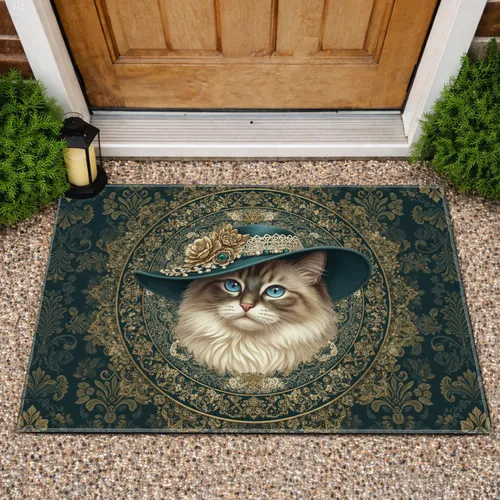 Ragdoll Cat Ornate Hat Mandala - Home Decor Gift for Pet Owners Doormat