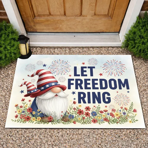 Patriotic Gnome American Flag Hat - Independence Day Gift for Veterans Doormat