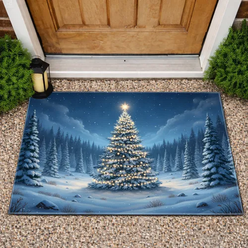 Snowy Christmas Tree Winter Landscape - Christmas Home Decor Gift Doormat