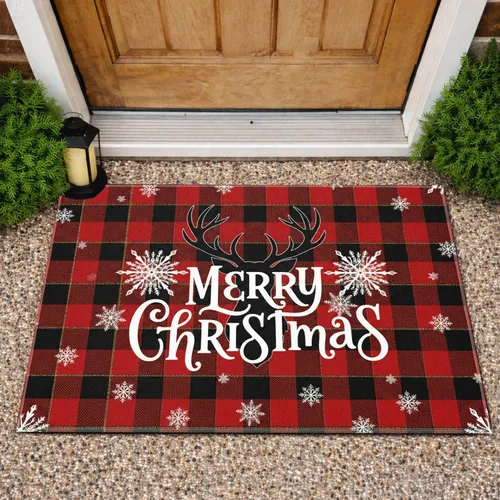 Merry Christmas Reindeer Snowflakes - Christmas Holiday Decor Doormat