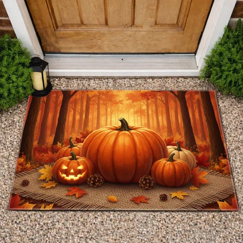 Pumpkin Jack-o'-lantern Autumn Forest - Fall Home Decor Doormat