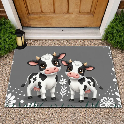 Farmhouse Holstein Calves - Home Decor Gift for Cow Lover Doormat