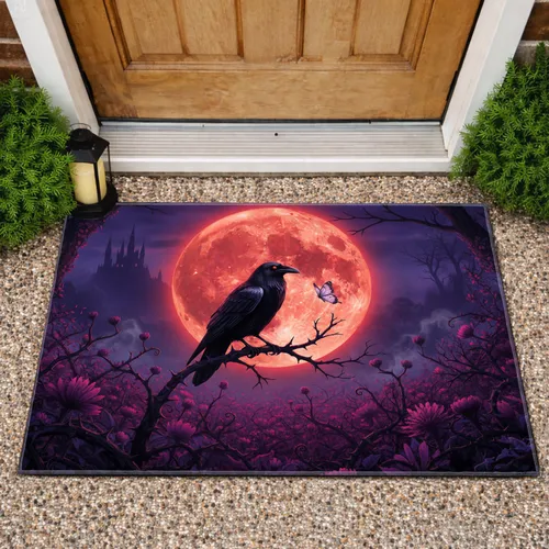 Black Raven Thorny Branch Gothic Castle - Home Decor Gift for Gothic Lover Doormat