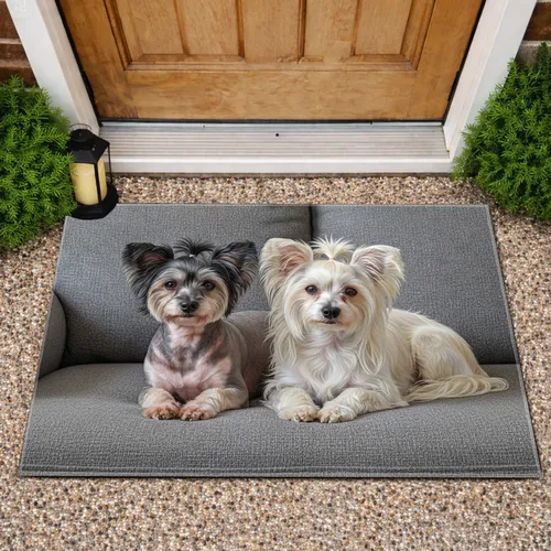 Chinese Crested Dogs Sofa Realistic Pet Portrait - Home Decor Gift for Dog Lover Doormat