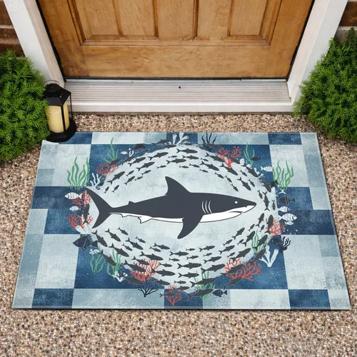 Great White Shark Oceanic Coral Fish - Home Decor Gift for Ocean Lover Doormat