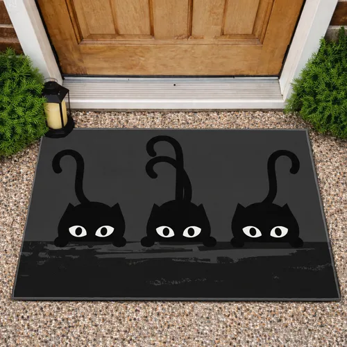 Three Black Cats Peeking - Home Decor Gift for Cat Lovers Doormat