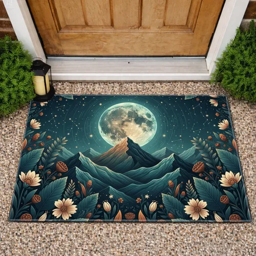 Tranquil Night Mountain Full Moon Botanicals - Home Decor Gift Doormat