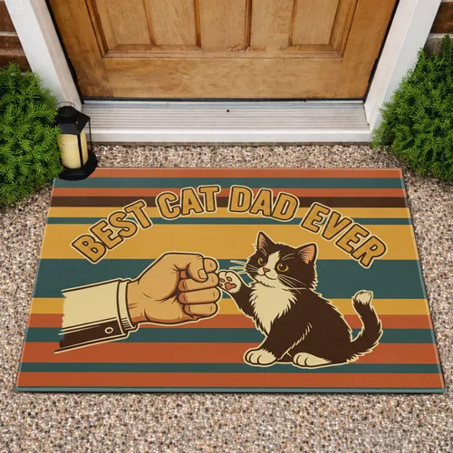 Cat Dad Fist Bump Kitten - Father's Day Home Decor Doormat