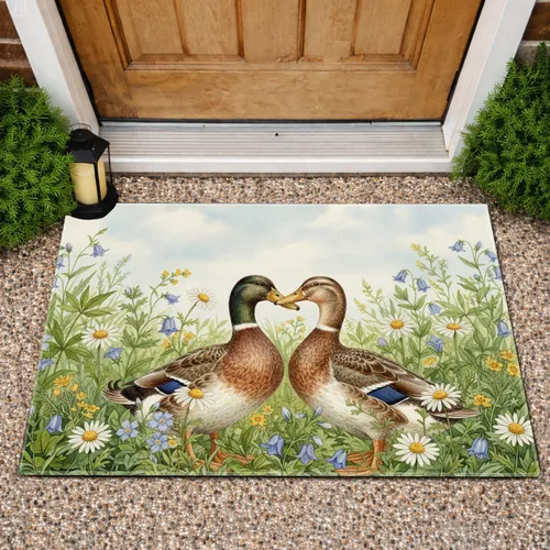 Ducks Wildflowers Sky Scene - Wildlife Lover Home Decor Gift Doormat