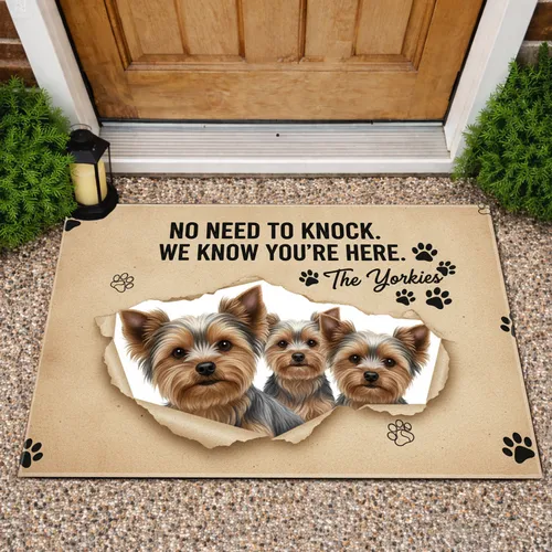 Yorkshire Terriers Paw Prints No Need To Knock - Yorkie Lover Gift Doormat