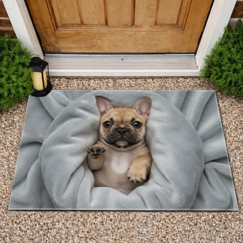 Fawn French Bulldog Puppy Playful Pose - Dog Lover Home Decor Gift Doormat