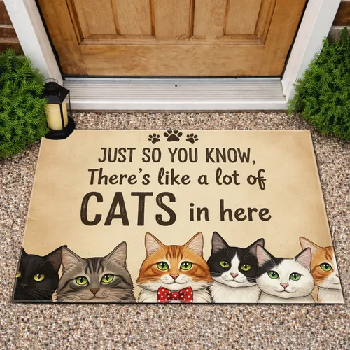 House Cats Quote Paw Prints - Home Decor Gift for Cat Lover Doormat