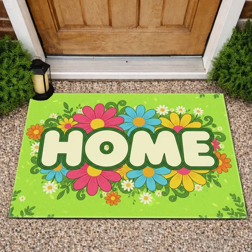 HOME Text Daisy Wildflower Meadow - Home Decor Gift for Garden Lover Doormat